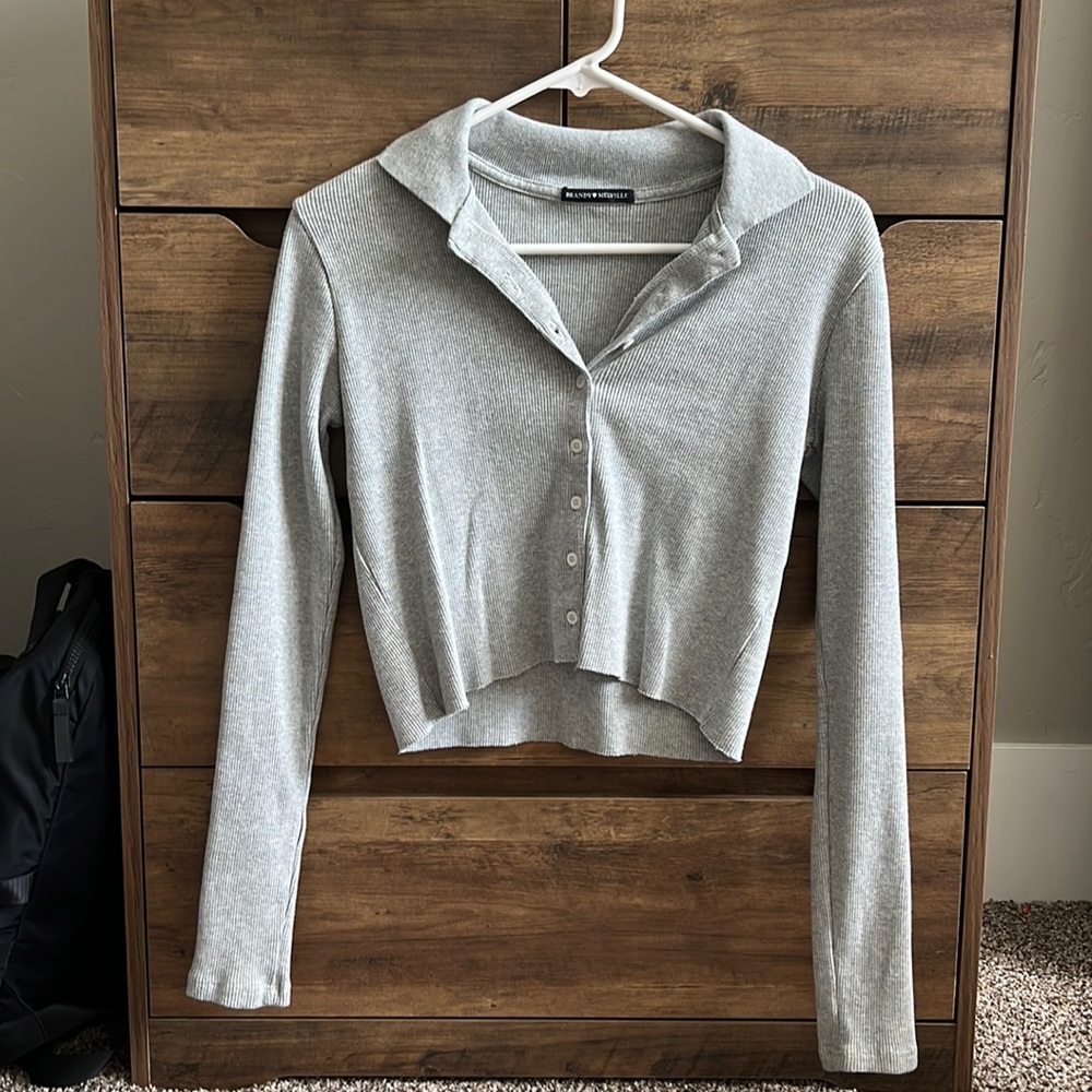 NWOT brandy melville grey pollo style long sleeve